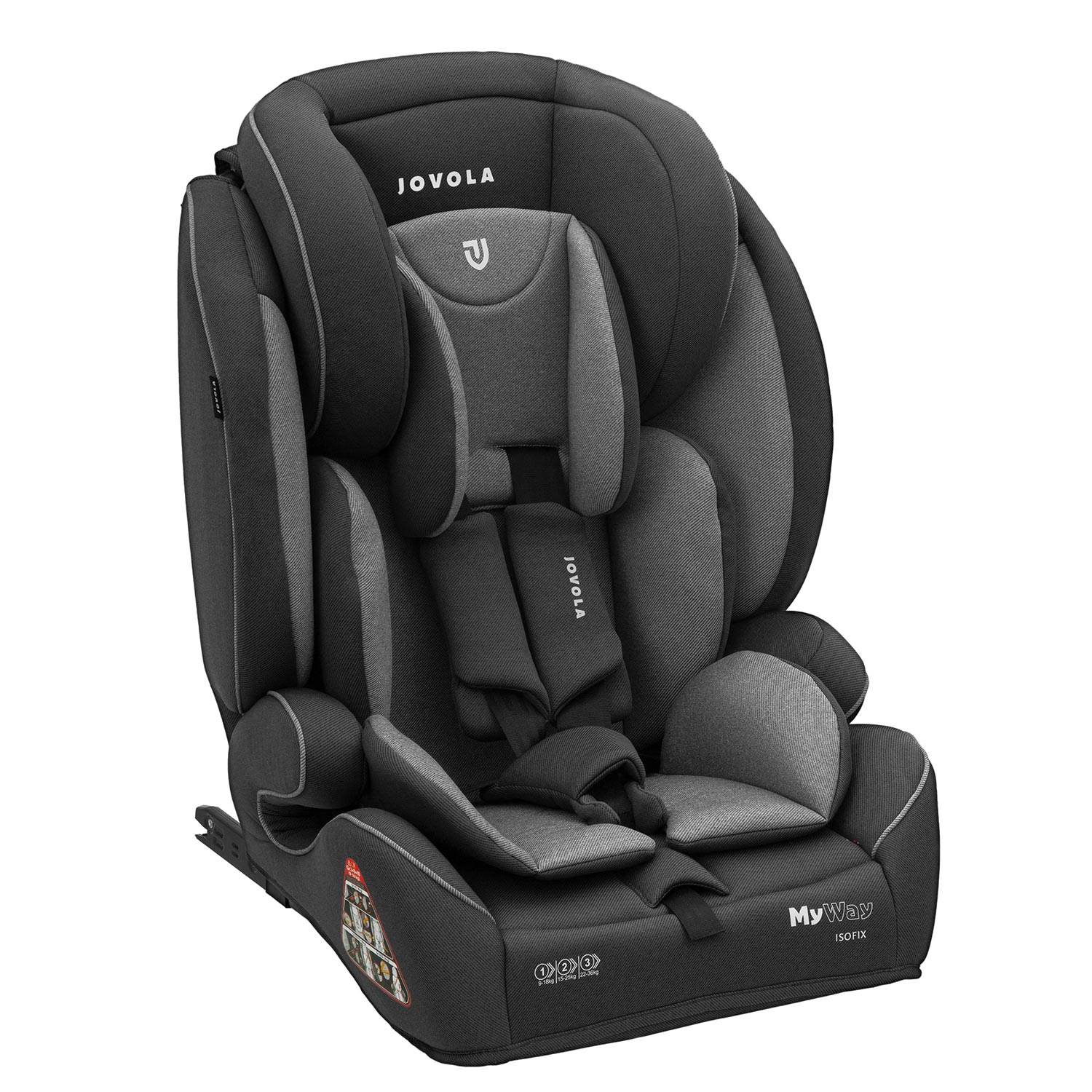 Автокресло JOVOLA MyWay Isofix группа 1+2+3 9-36 кг темно-серый - светло-серый - фото 1