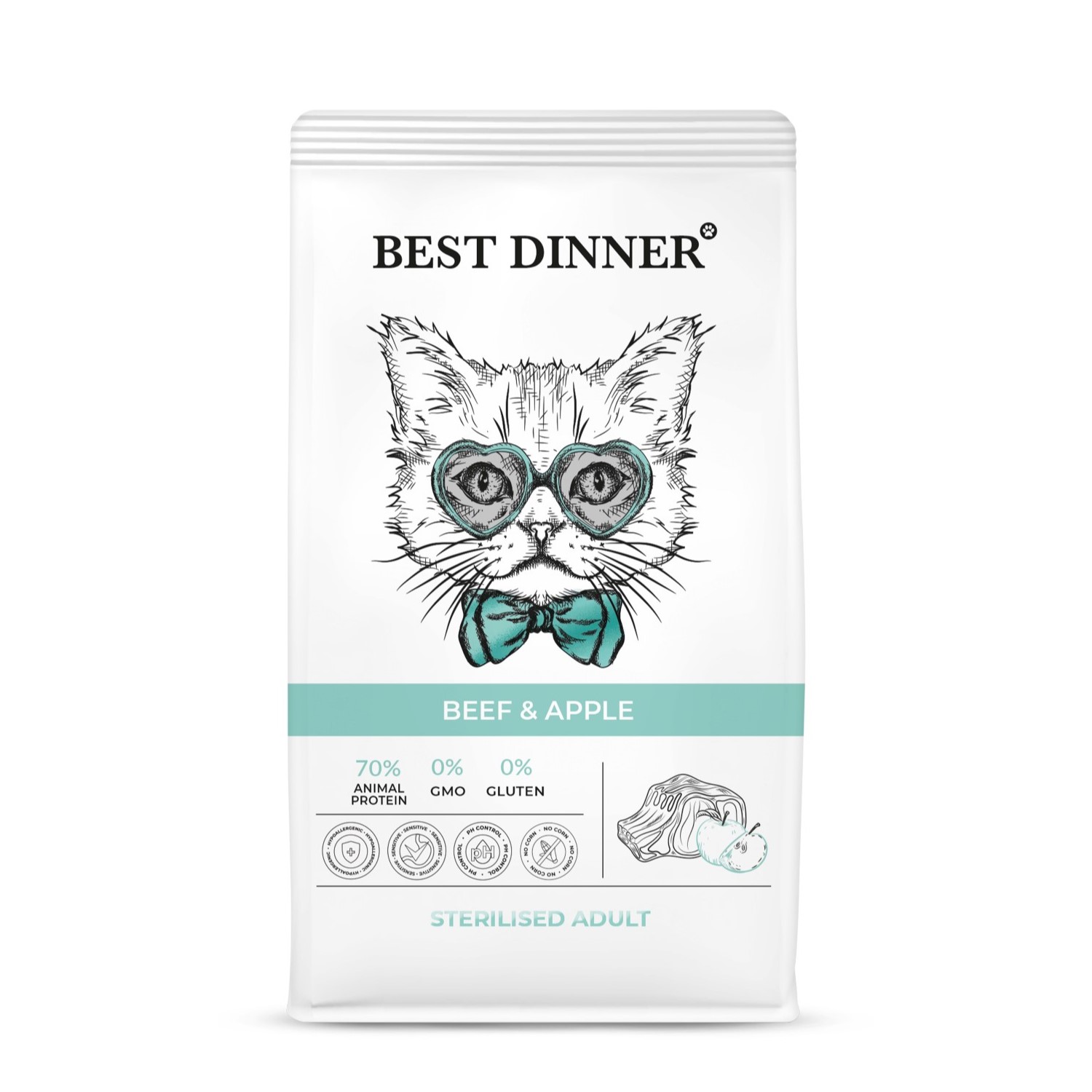 Корм для кошек Best Dinner 1.5кг стерилизованных Эдалт говядина-яблоко - фото 1