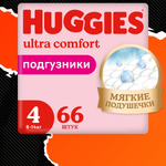 Подгузники для девочек Huggies Ultra Comfort 4 8-14кг 66шт