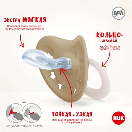 Соска пустышка ортодонтическая силикон Nuk NUK SIGNATURE NIGHT