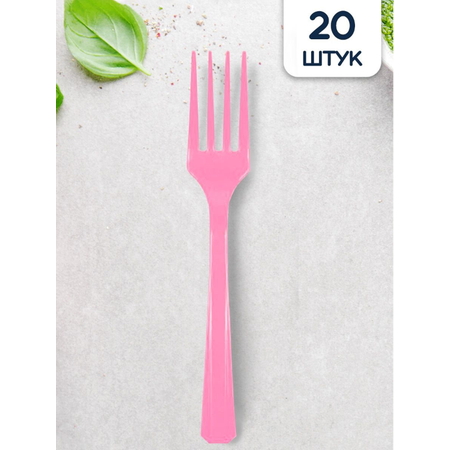 Одноразовая посуда AMSCAN пластиковые вилки Bright Pink 20 шт розовый
