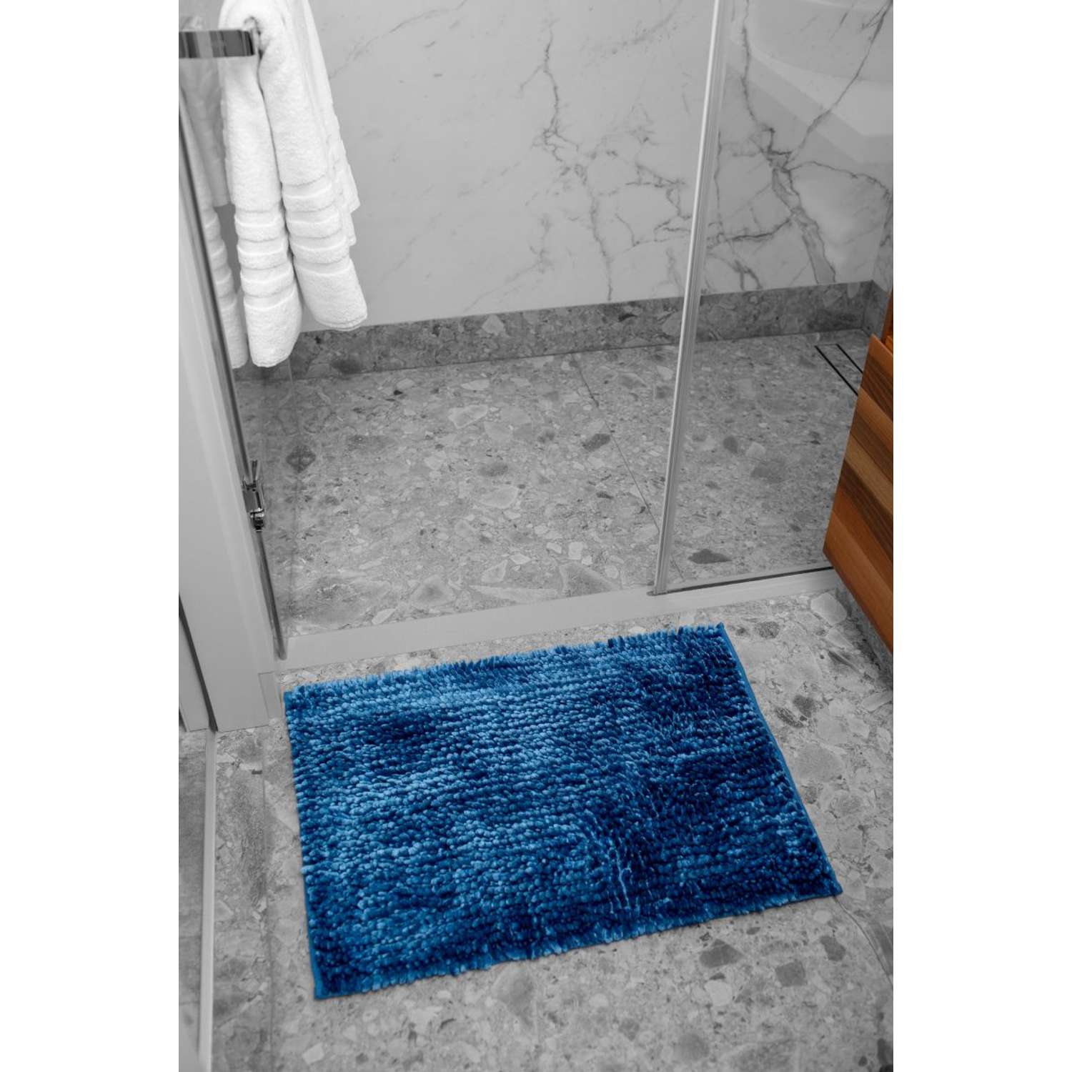 Коврик для ванной Arya Home Collection противоскользящий 50x70 Senfoni Синий - фото 1