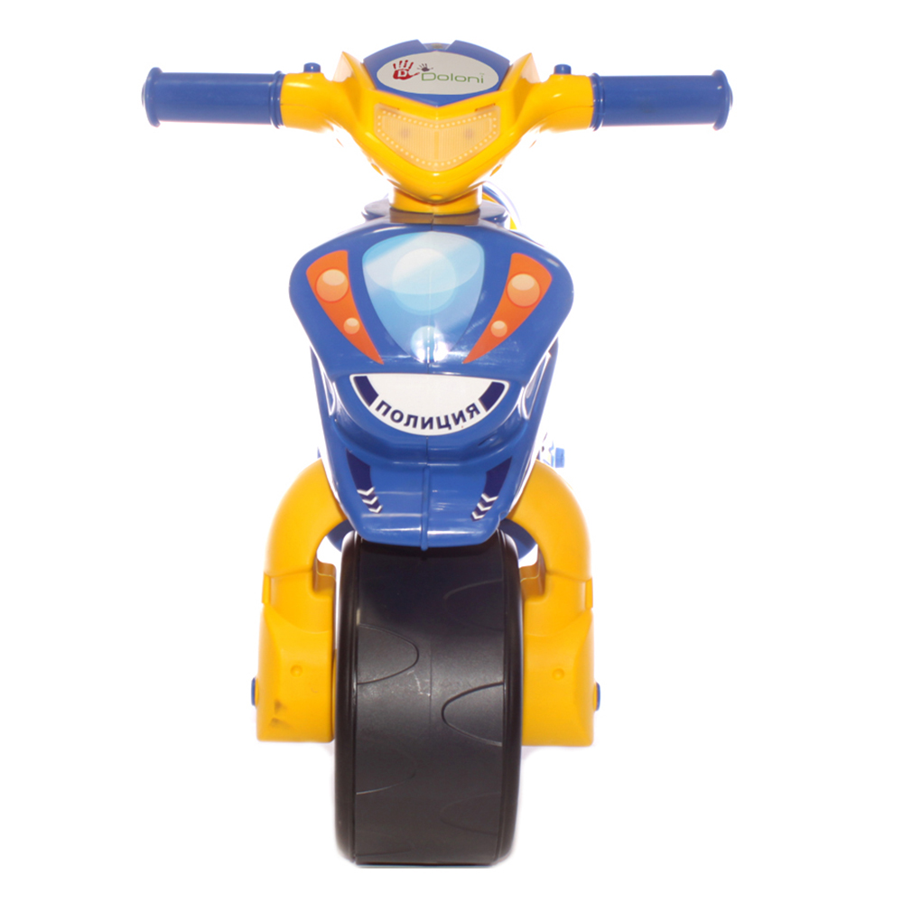 Мотоцикл-каталка Полиция Doloni без музыки сине-желтый - фото 4