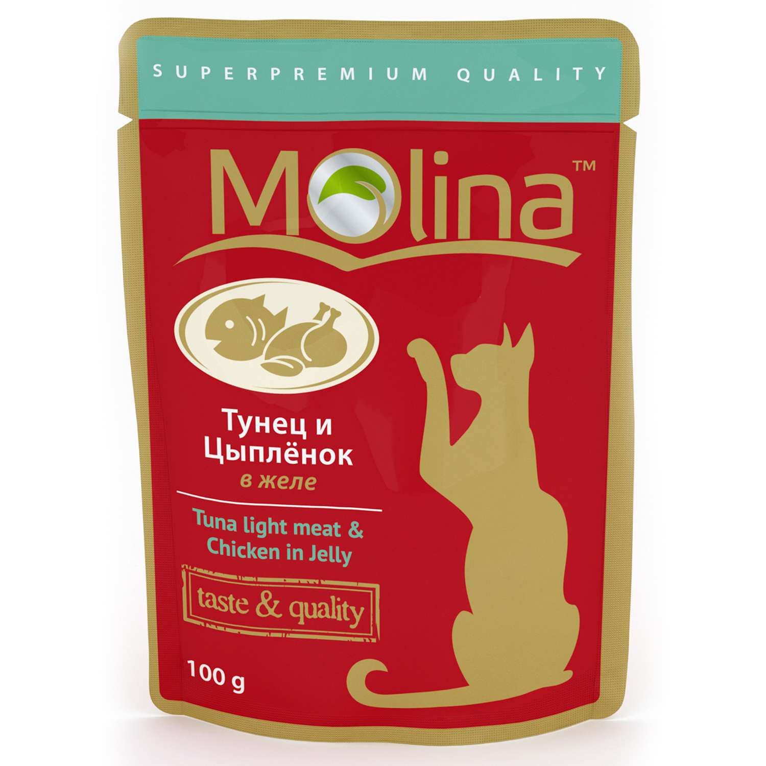Корм влажный для кошек Molina 100г тунец с цыпленком в желе пауч - фото 1