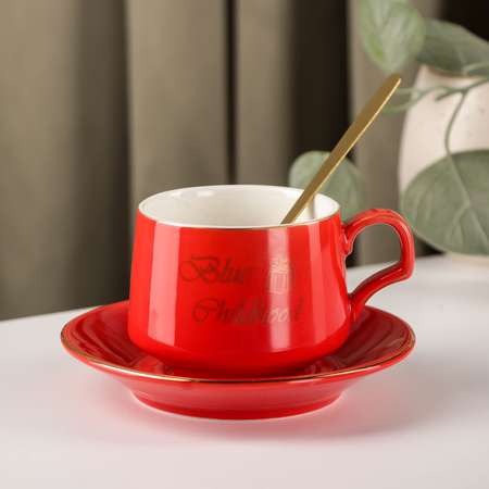 Чайная пара Sima-Land Настроение чашка 220 мл блюдце 13 см цвет красный