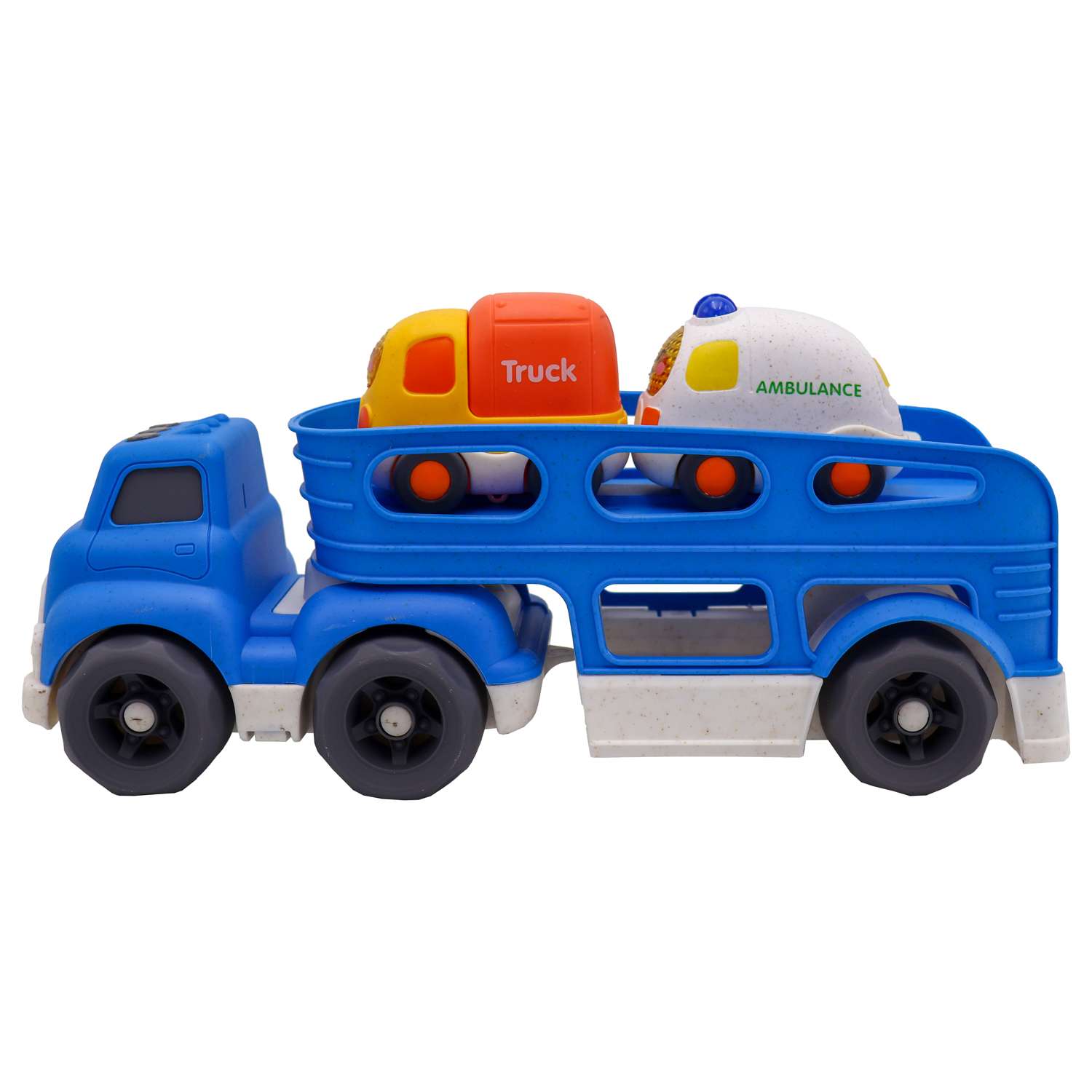 Игрушка Funky Toys Эко-машинка грузовик с 2 машинками Синий 30 см FT0416362 - фото 3