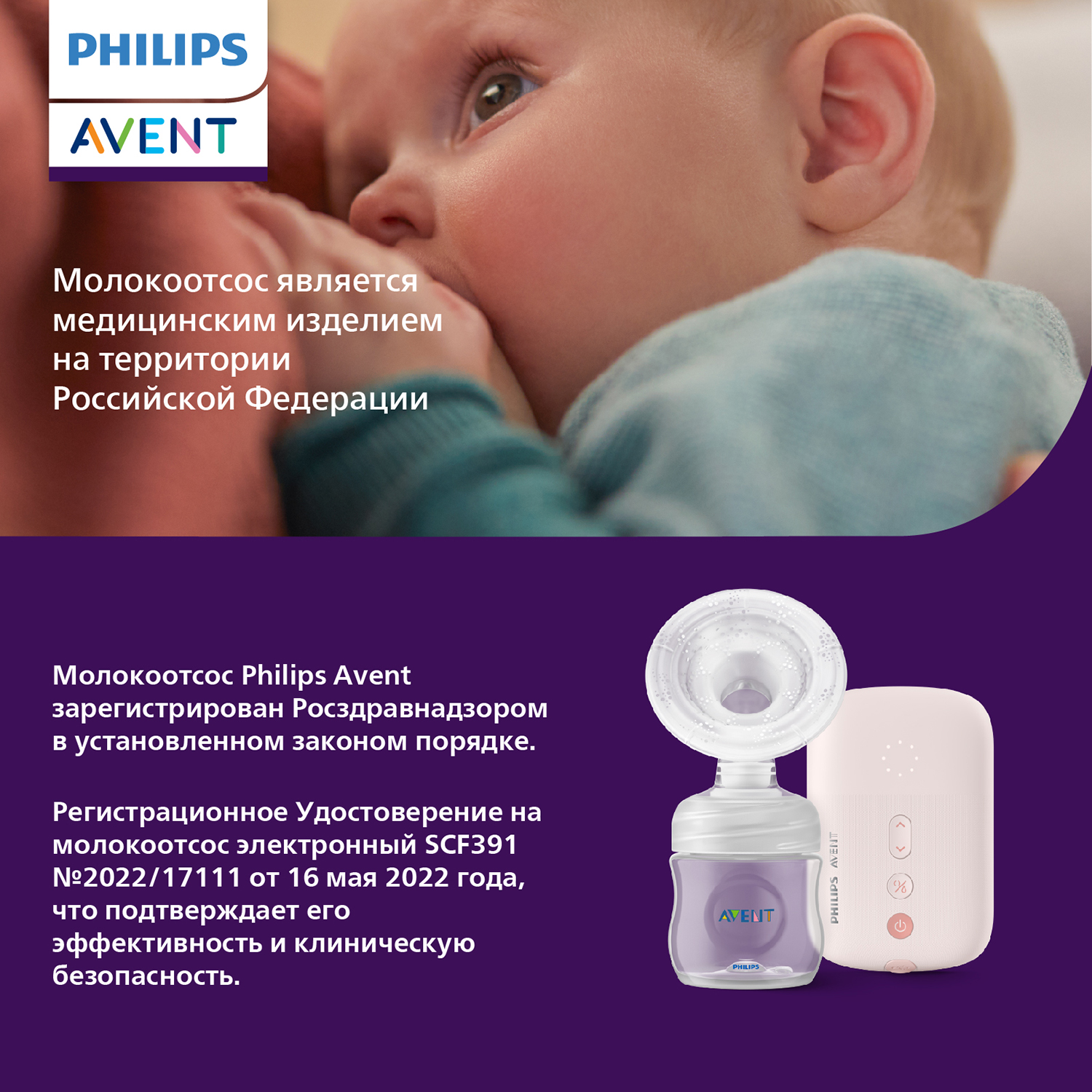 Молокоотсос Philips Avent Plus электронный SCF391/11 - фото 3