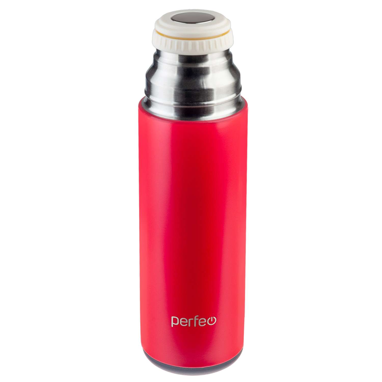 Термос Perfeo для напитков с пробкой-кнопкой и кружкой 600 мл красный - фото 2