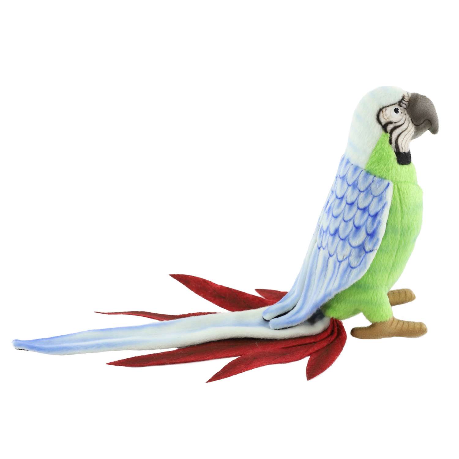 Реалистичная мягкая игрушка Hansa Попугай ара зелёно-голубой 37 см - фото 6