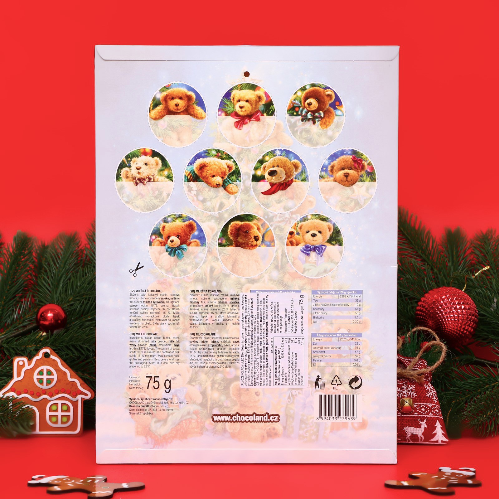Новогодний подарок Sima-Land Адвент календарь с мини плитками из молочного шоколада. ассорти. 75 г - фото 4