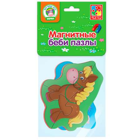 Пазл Vladi Toys магнитный Лошадка и поросенок