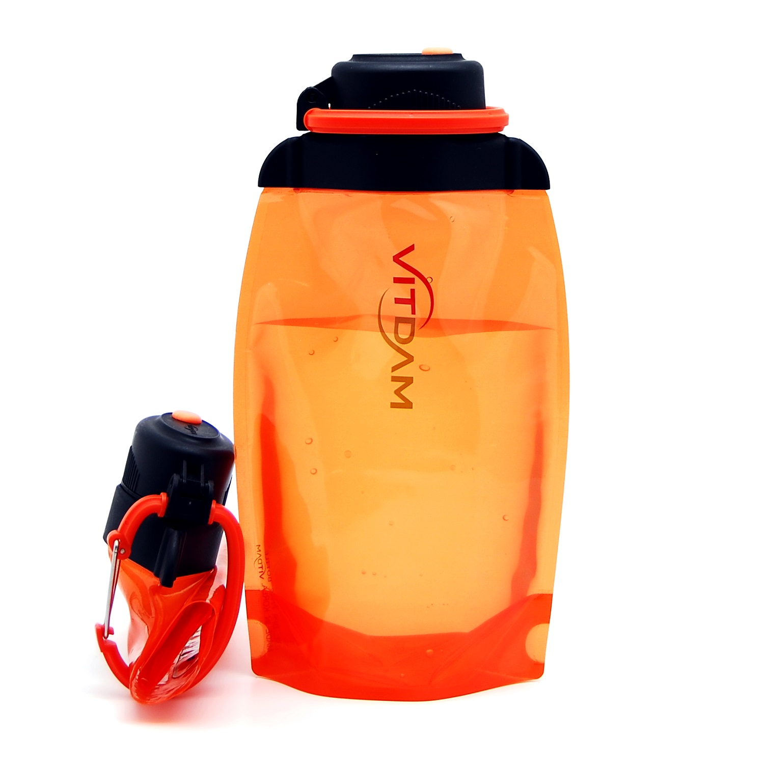 Бутылка для воды складная VITDAM МП оранжевая 500мл B050ORS - фото 2