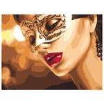 Картина по номерам Рыжий кот Девушка в золотой маске Х-6553
