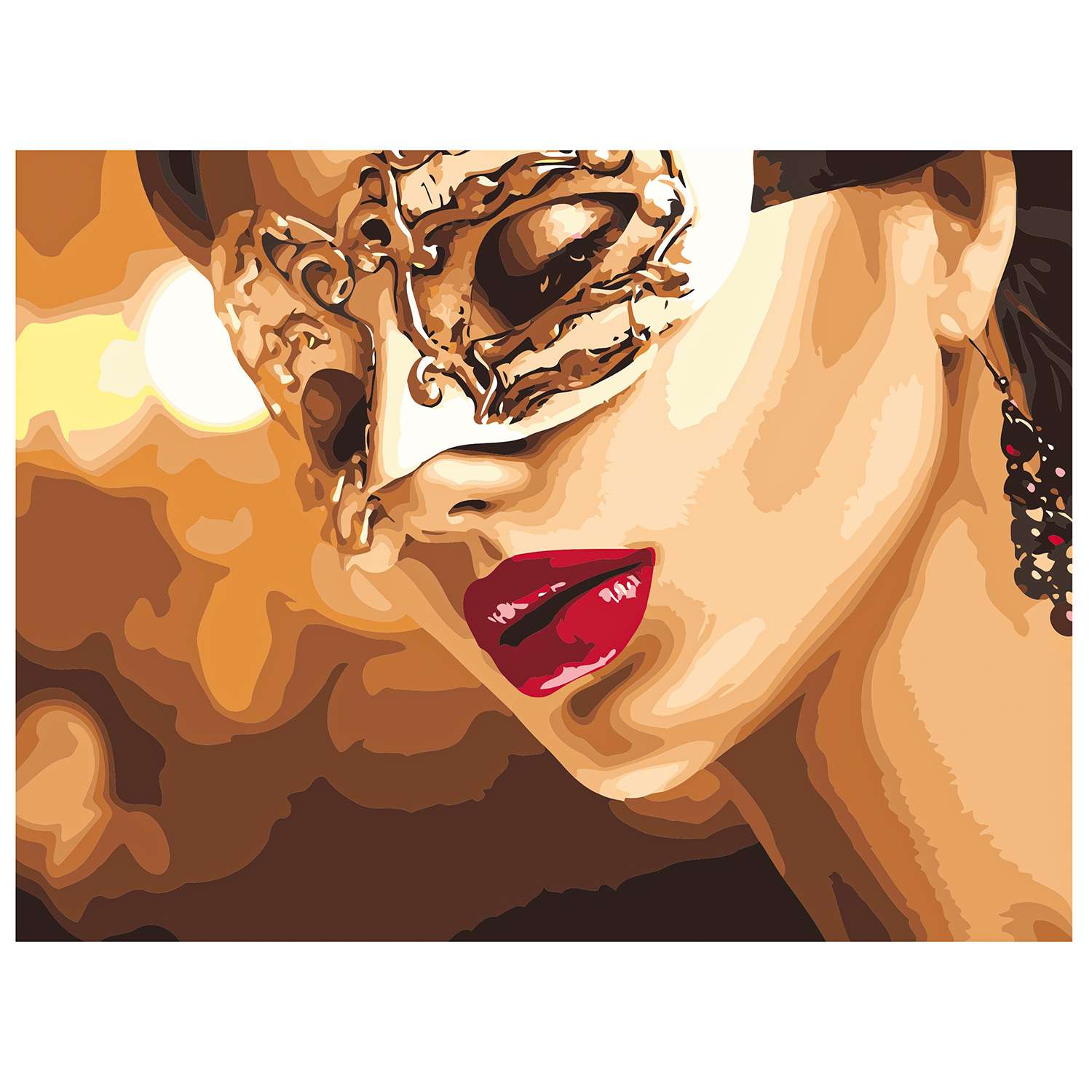 Картина по номерам Рыжий кот Девушка в золотой маске Х-6553 - фото 1