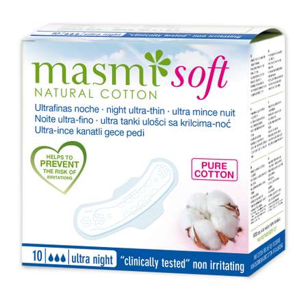 Прокладки Masmi ночные Soft из натурального хлопка 10шт