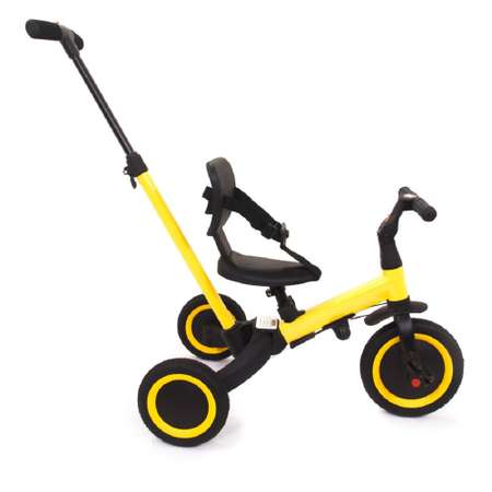 Беговел-велосипед R-Wings детский 4в1 с родительской ручкой желтый