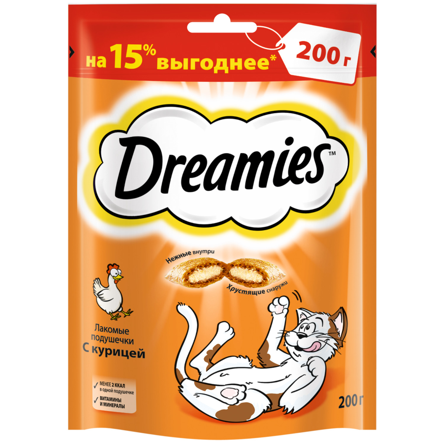 Лакомство для кошек Dreamies подушечки с курицей 200г