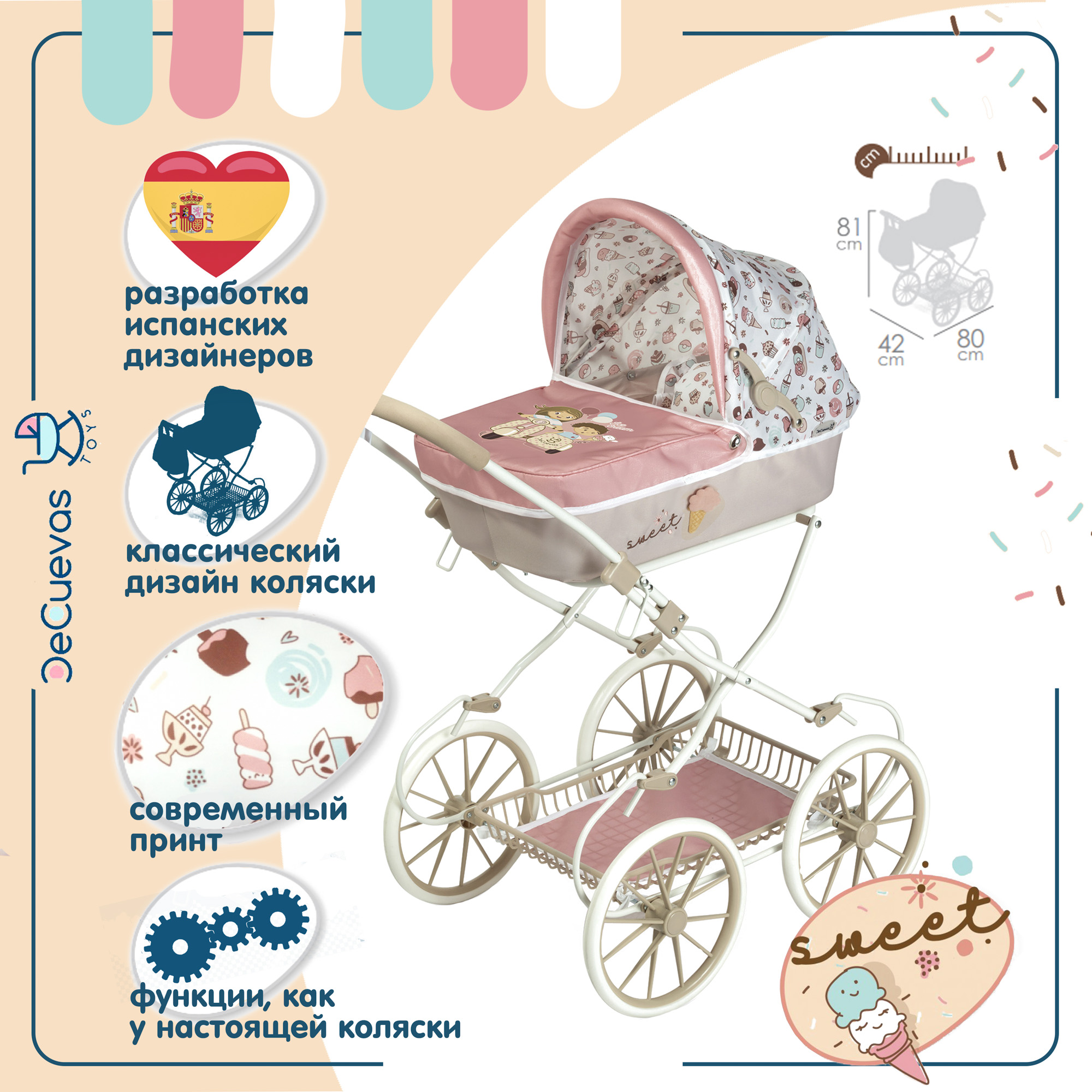 Коляска-люлька для кукол DeCuevas Toys 80048 - фото 3