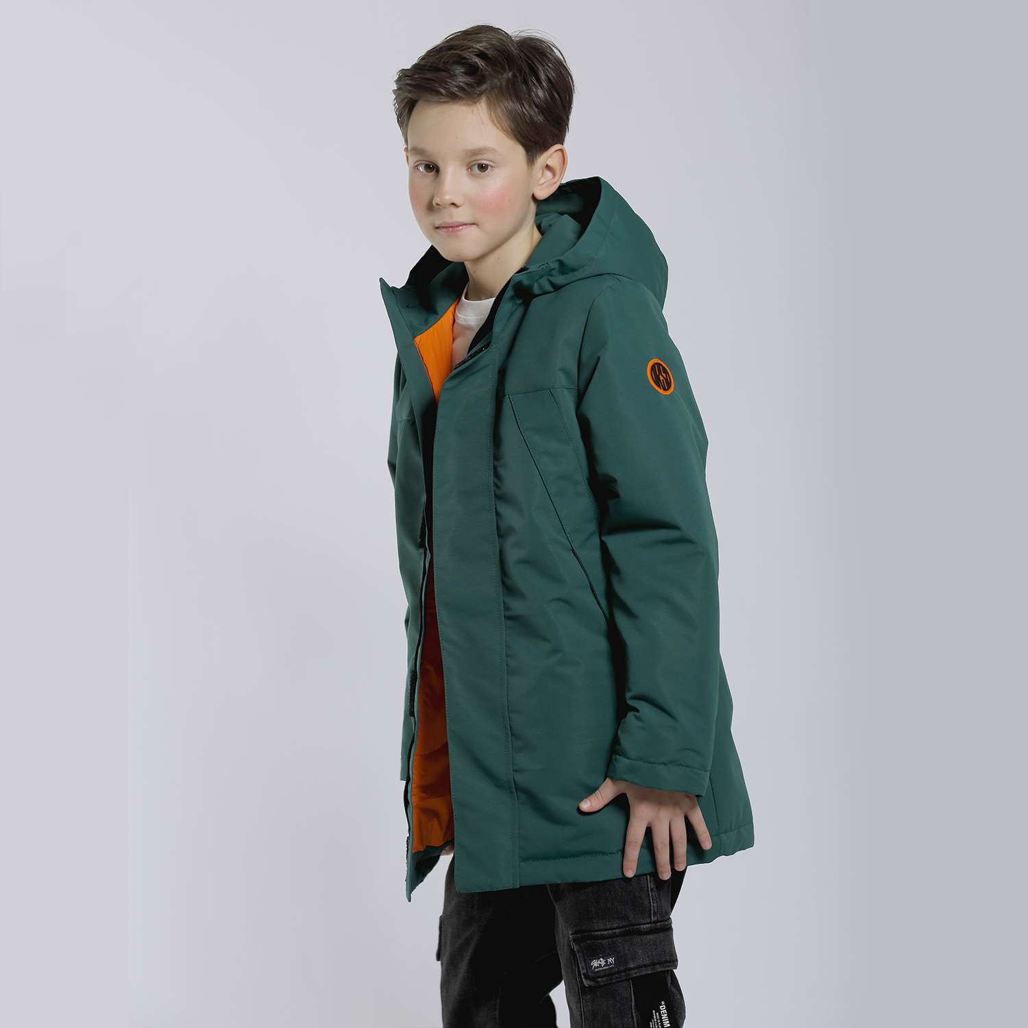Куртка Orso Bianco OB21143-23_т.зеленый/оранжевый - фото 2