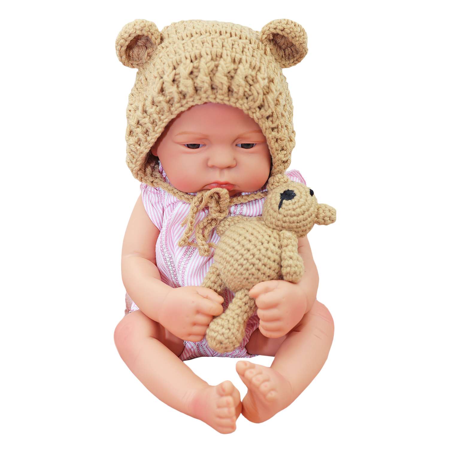Набор для фотосессии ребенка SHARKTOYS от 0 до 3 месяцев мягкая игрушка мишка и шапочка 3570001 - фото 4