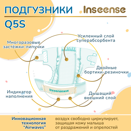 Подгузники INSEENSE на липучках размер NB 0-5 кг 28шт