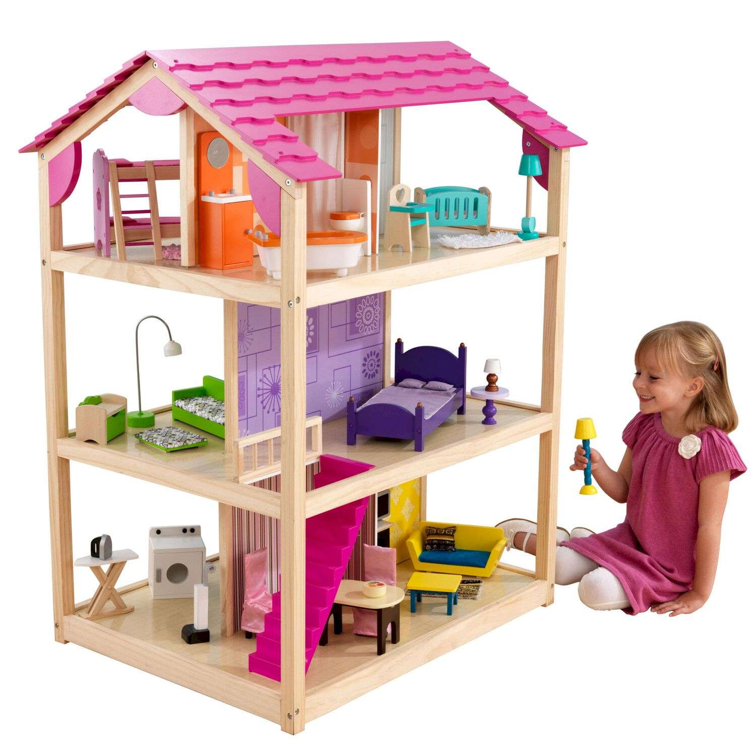 Кукольный домик  KidKraft открытый на 360 на колесиках с мебелью 46 предметов 65078_KE 65078_KE - фото 1
