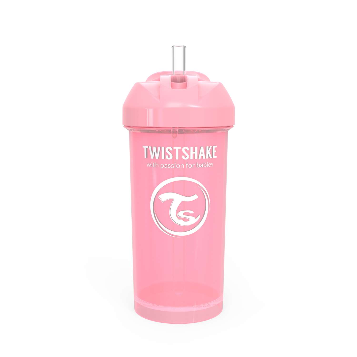 Поильник-непроливайка Twistshake с трубочкой Пастельный розовый 360 мл 6 мес+ - фото 1