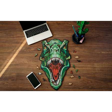 Деревянный фигурный пазл Eco Wood Art Динозавр T-REX L 57x35 см