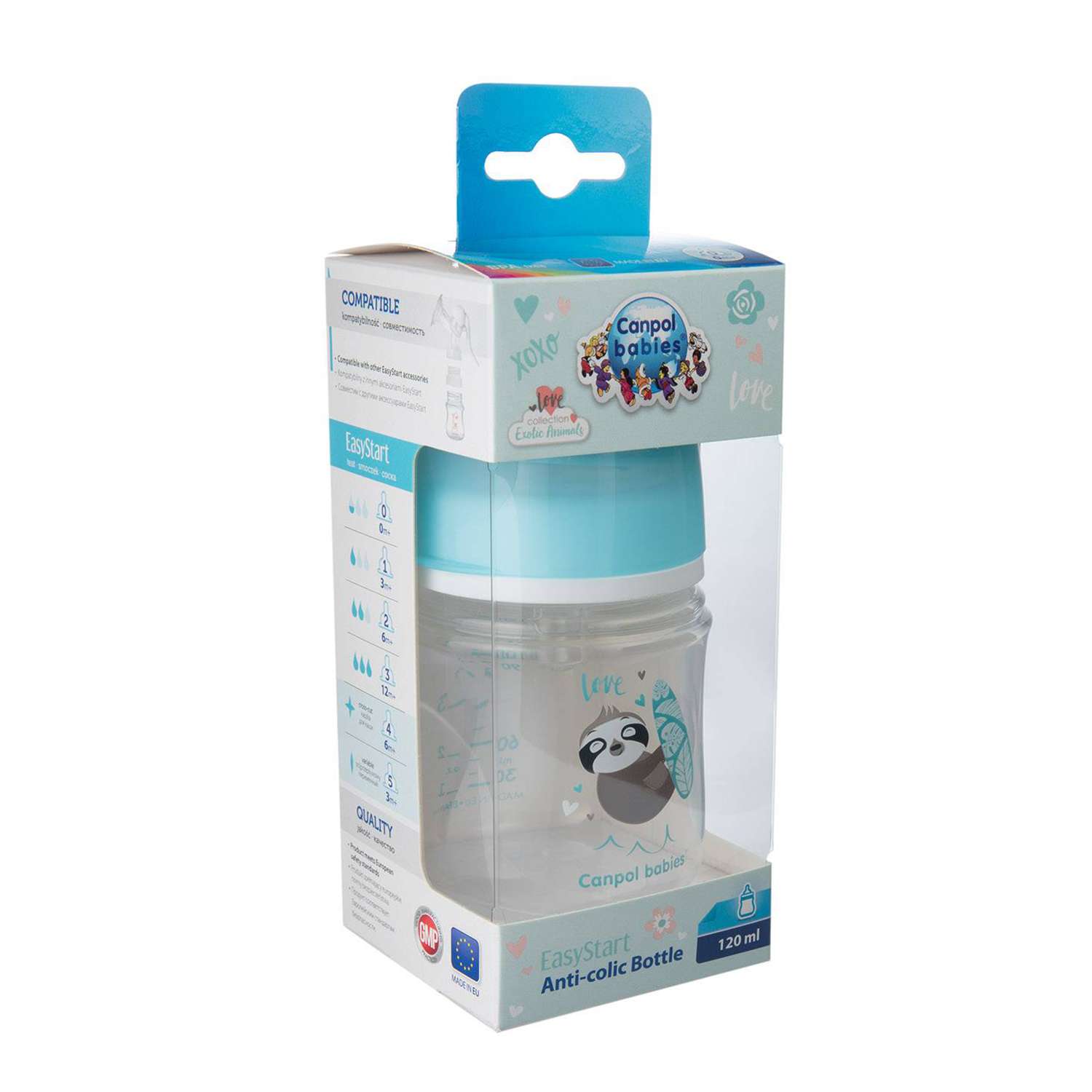 Бутылочка Canpol Babies Toys с широким горлышком антиколиковая 120мл с 0месяцев Голубой - фото 3