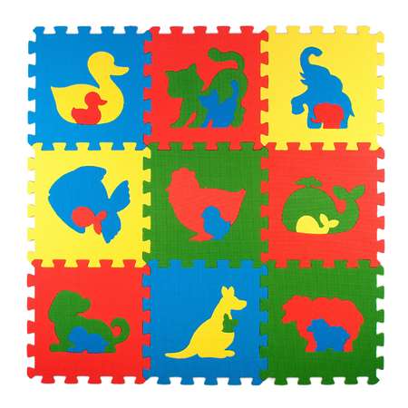 Развивающий детский коврик Eco cover игровой для ползания мягкий пол Животные 33х33