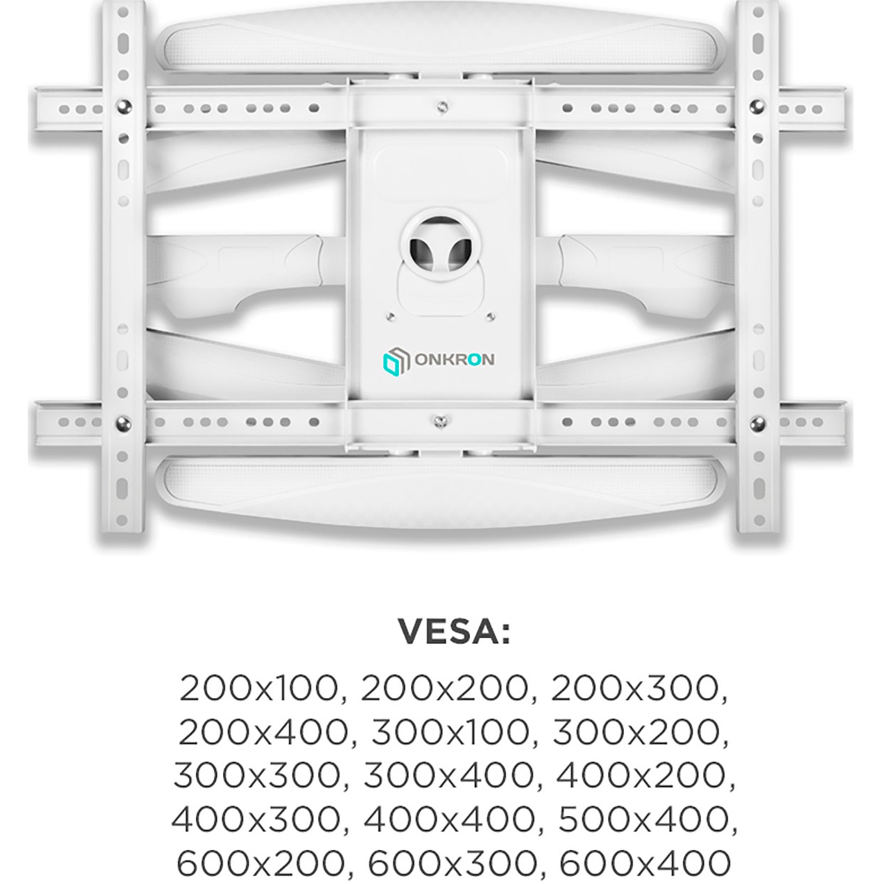Кронштейн настенный ONKRON M6L для телевизора 40-75 наклонно-поворотный белый - фото 6