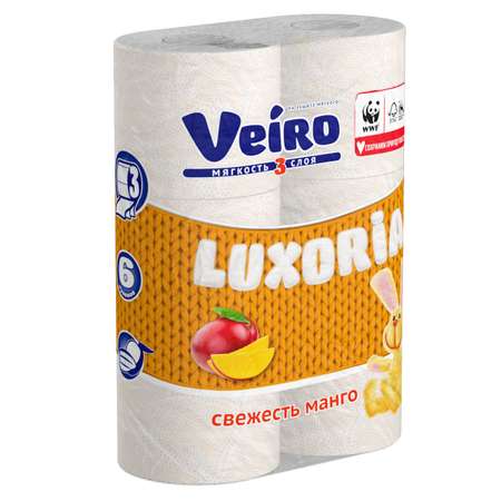 Туалетная бумага Veiro Luxoria Свежесть манго 3слоя/6рулонов