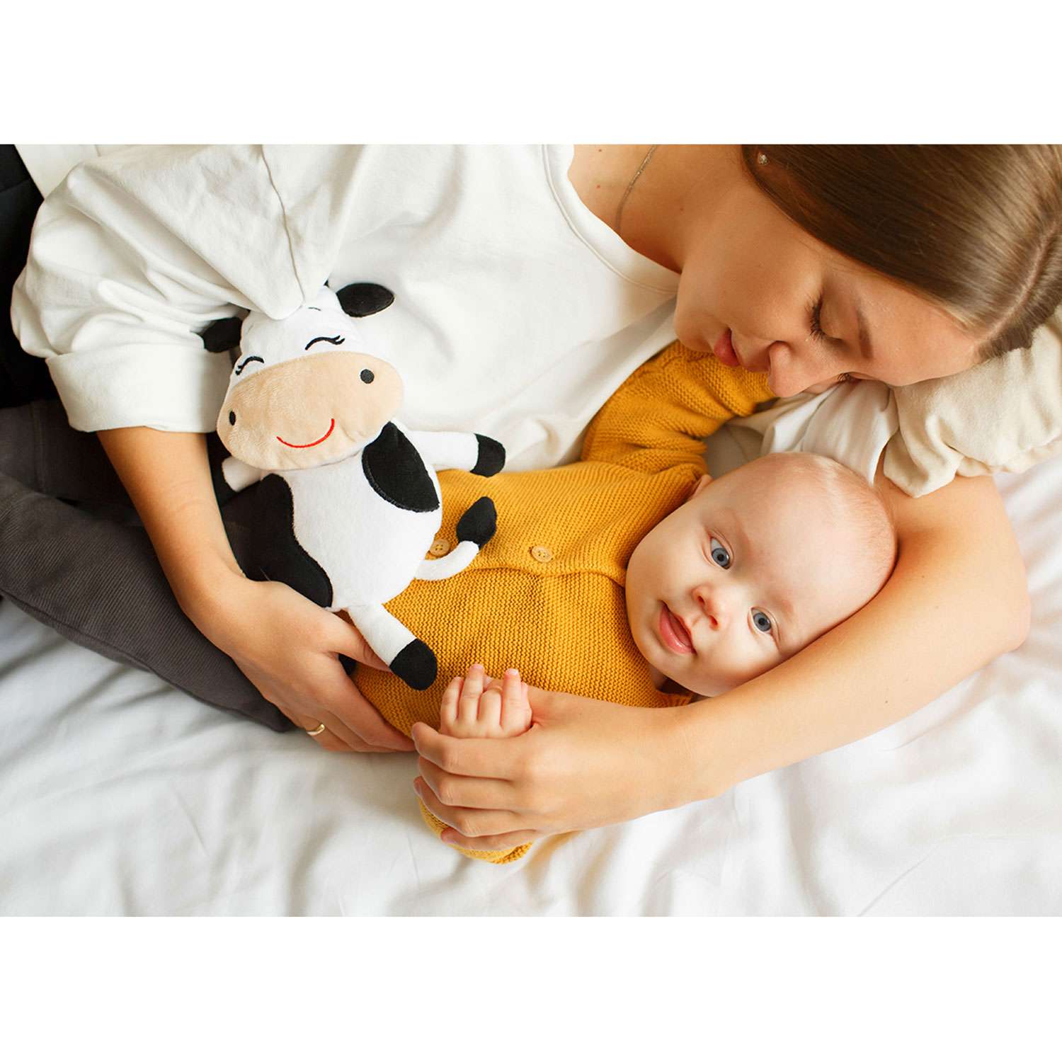 Игрушка Мякиши грелка с вишневыми косточками Корова Ася от коликов для новорожденных подарок - фото 3