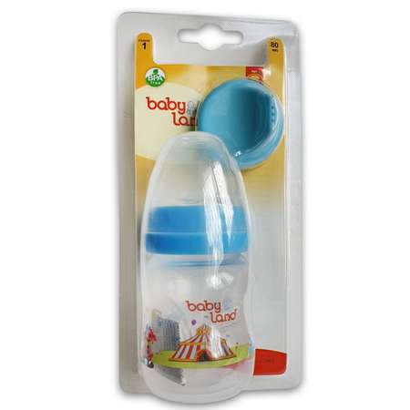 Бутылочка Baby Land 2в1 80мл с силиконовой соской и носиком голубой