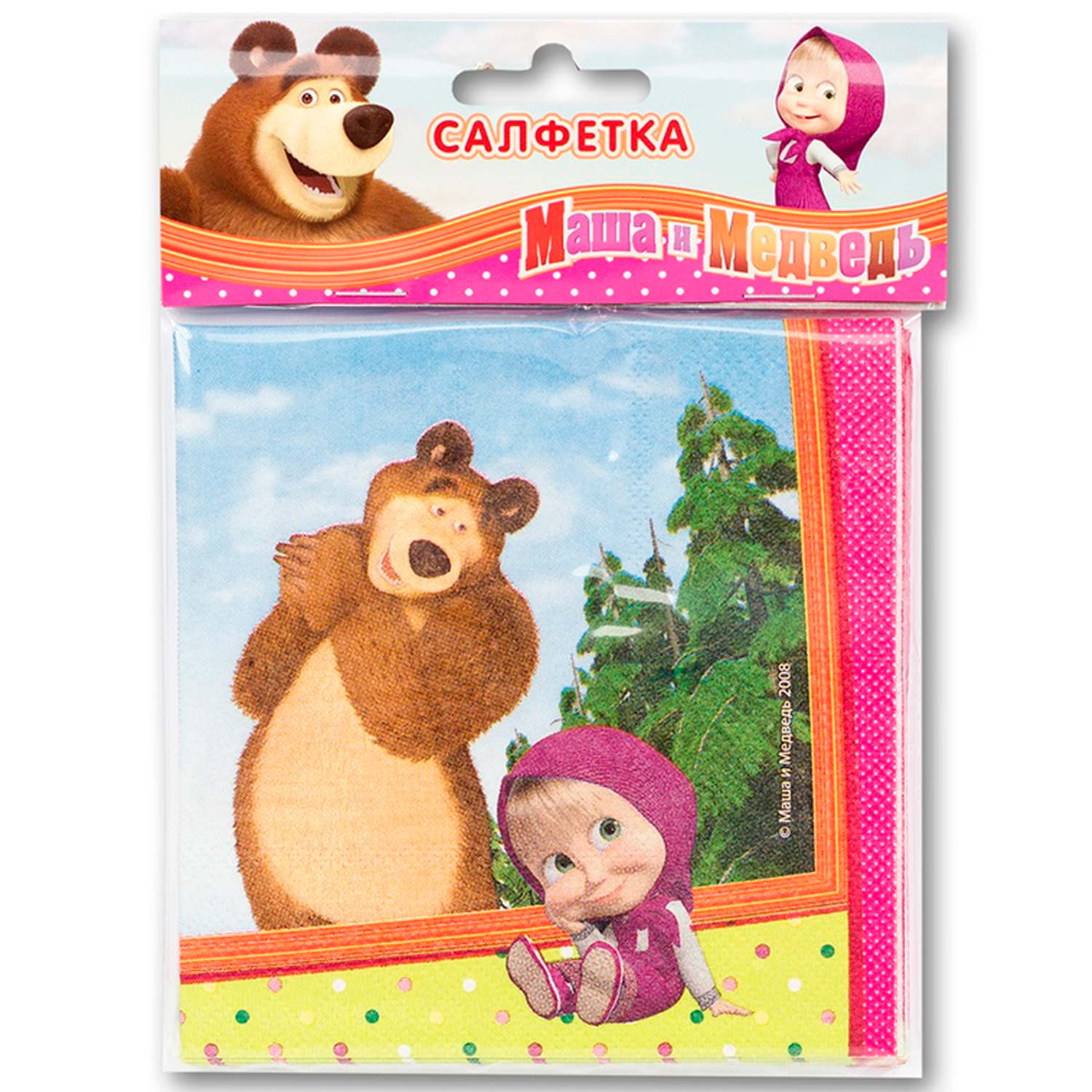 Салфетки бумажные Riota Маша и медведь 25 см 12 шт - фото 2