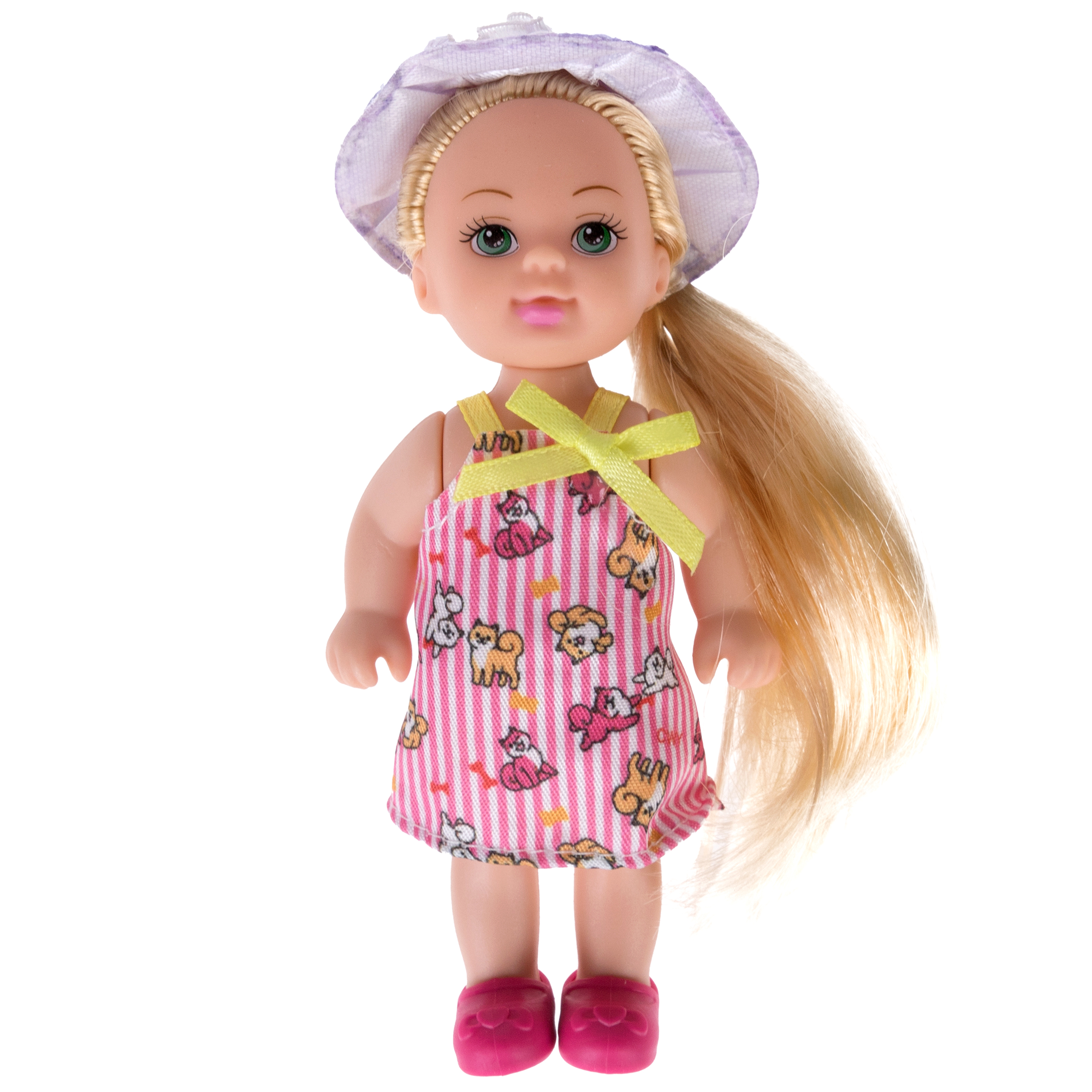 Кукла для девочки Alisa baby love 1TOY малышка мини в летней одежде в розовом платье в полоску 12 см Т25194-2 - фото 1