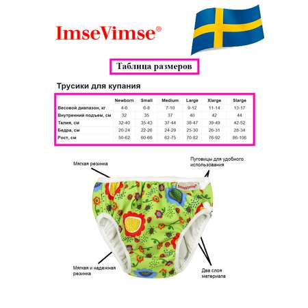 Плавки детские ImseVimse SL 13-17 kg 2-5лет green flower