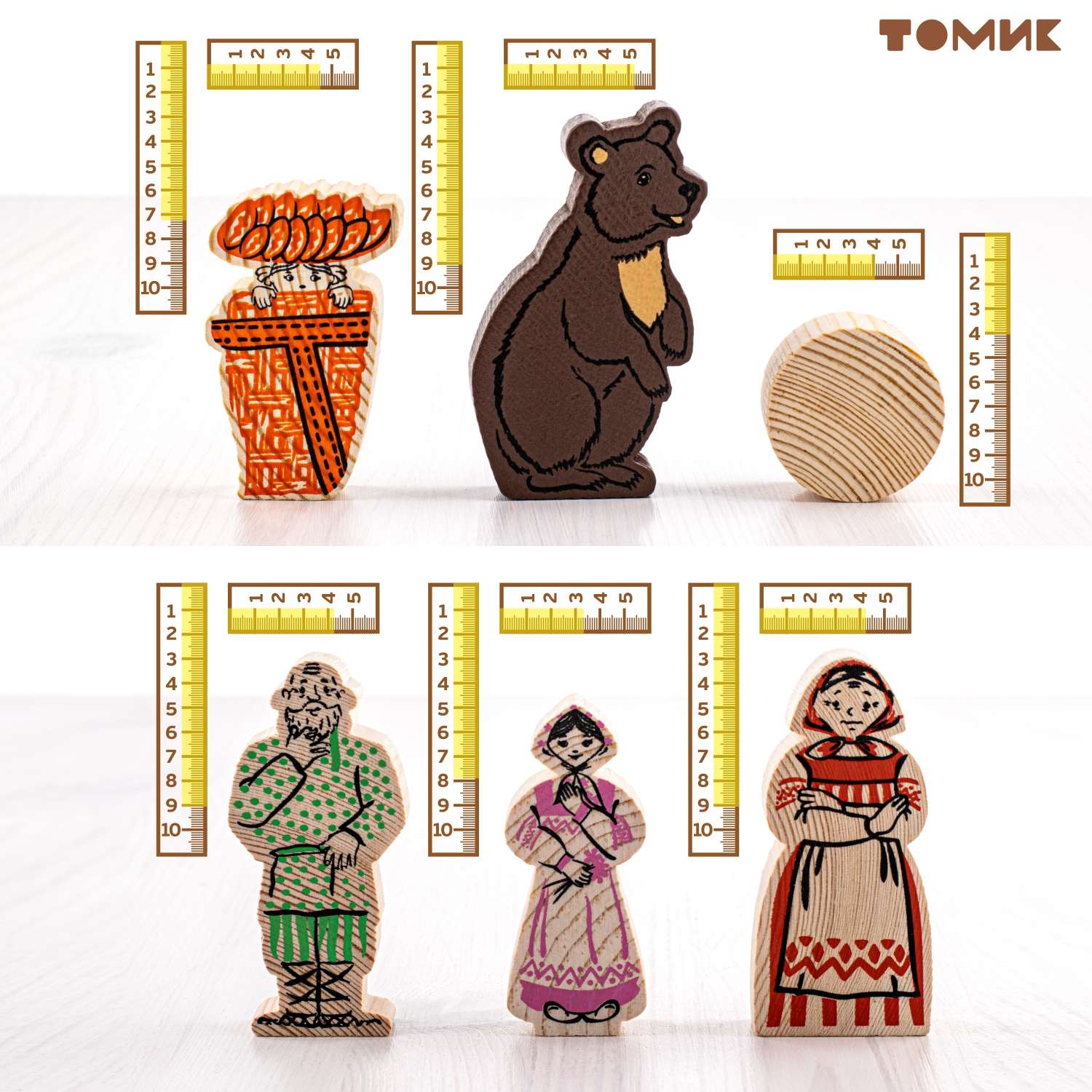 Конструктор детский деревянный Томик сказка Маша и медведь 17 деталей 4534-9 - фото 4