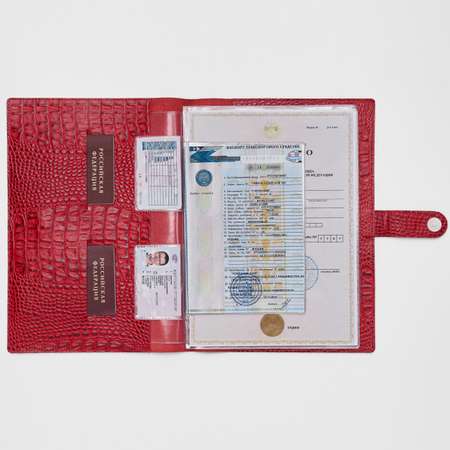 Папка с файлами кожаная Smart Folder для хранения семейных документов А4 красная