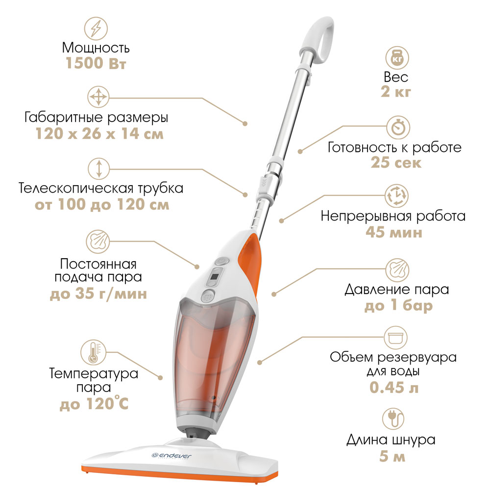 Паровая швабра ENDEVER Q-622 купить по цене 6355 ₽ в интернет-магазине  Детский мир