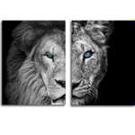Комплект картин на холсте LOFTime Лев и львица половинки 30*40