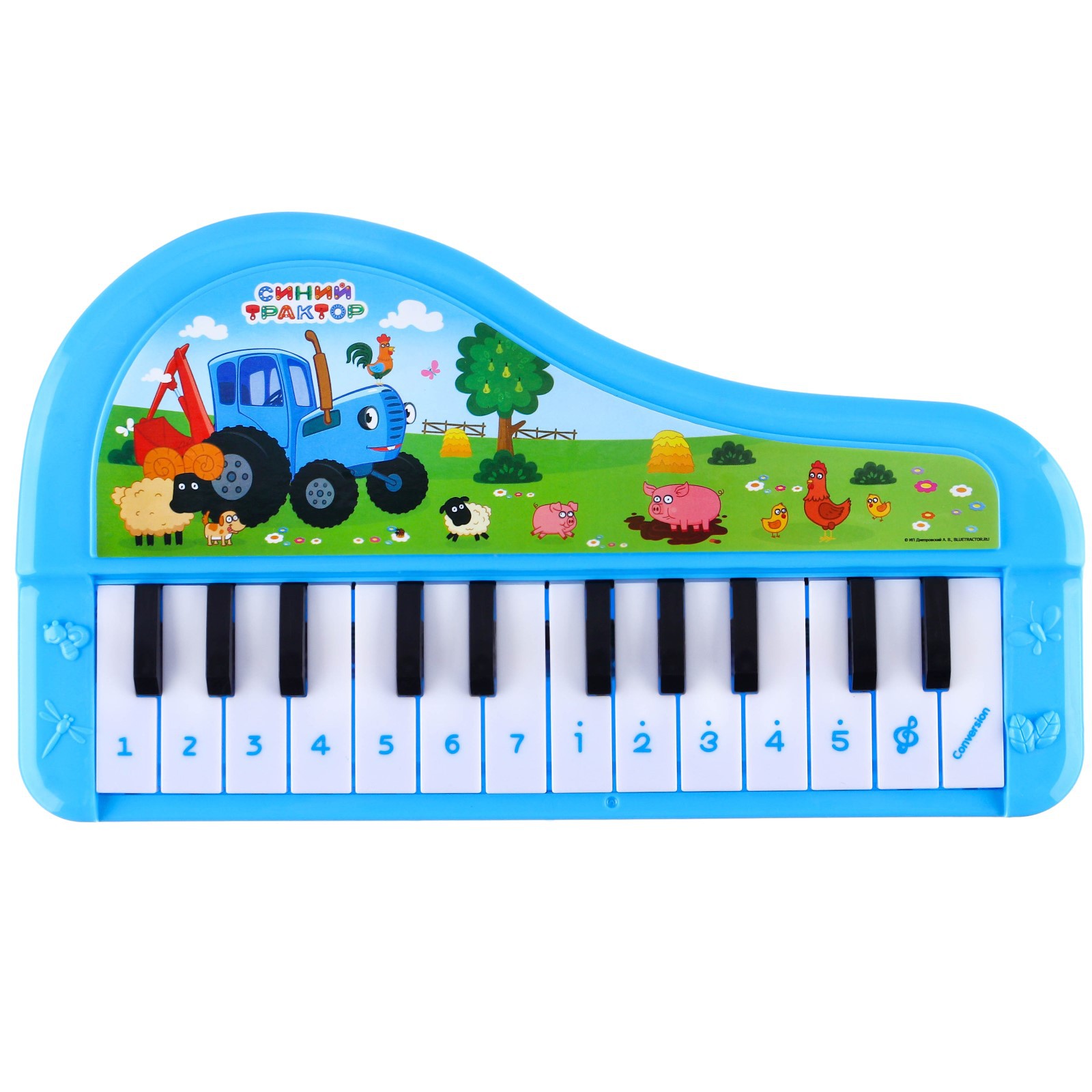 Музыкальное пианино Синий трактор звук цвет синий - фото 1