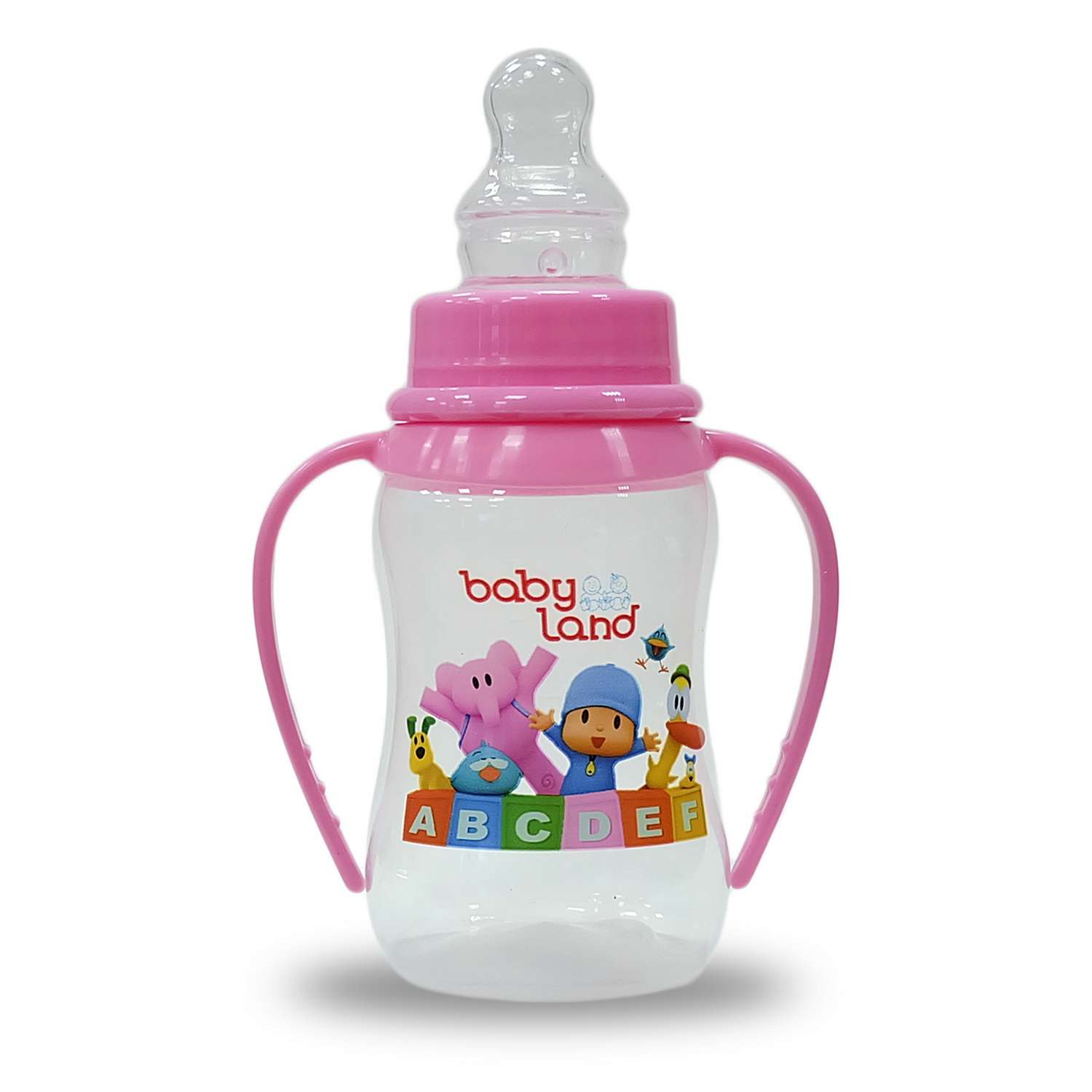 Бутылочка Baby Land с колпачком-игрушкой 150мл с силиконовой анатомической соской Air System розовый - фото 2