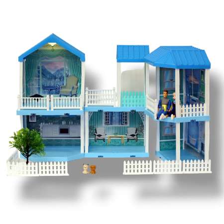 Кукольный дом SHARKTOYS двухэтажный с двумя куколками и питомцами