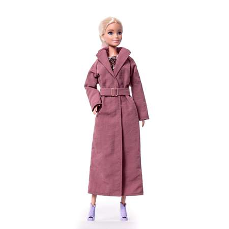 Плащ платье и пояс одежда для Barbie VIANA терракотовый и коричневый мрамор