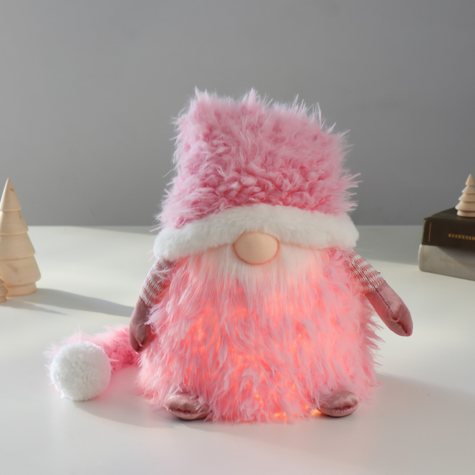 Кукла интерьерная Зимнее волшебство «Дед Мороз в розовой шубке и длинном колпаке» 20х20х25 см - фото 1