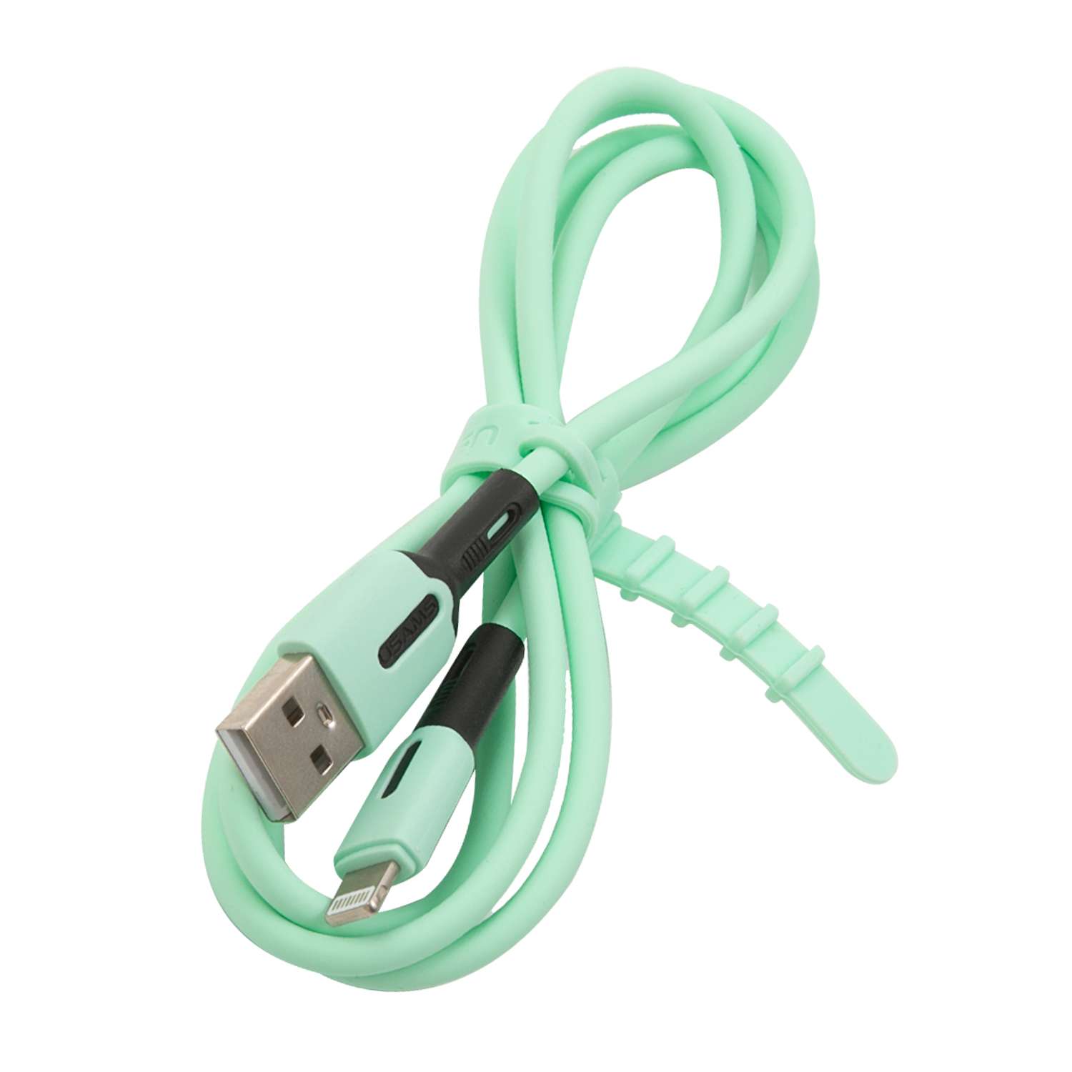 Дата-кабель USAMS SJ431 USB - Lightning с индикатором (1 м) силиконовый мятный - фото 2