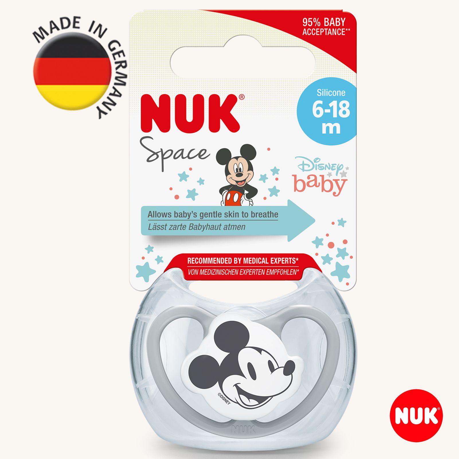 Соска пустышка ортодонтическая силикон Nuk NUK SPACE MICKEY - фото 1