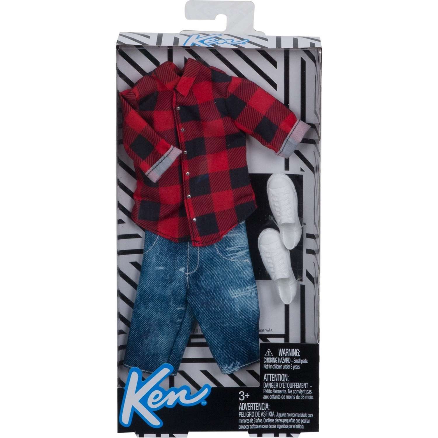 Одежда Barbie для Кена Рубашка Красная в клетку+джинсовые шорты FKT47 FKT44 - фото 2