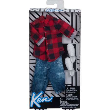 Одежда Barbie для Кена Рубашка Красная в клетку+джинсовые шорты FKT47